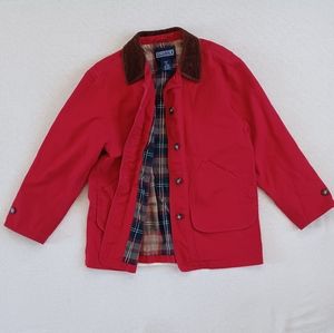 Lands end red barn jacket plaid lined